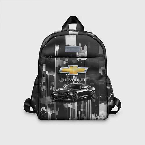 Детский рюкзак Чёрный брутальный Шевроле / 3D-принт – фото 1