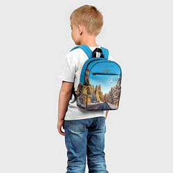Детский рюкзак Мерседес - зимняя дорога через лес, цвет: 3D-принт — фото 2