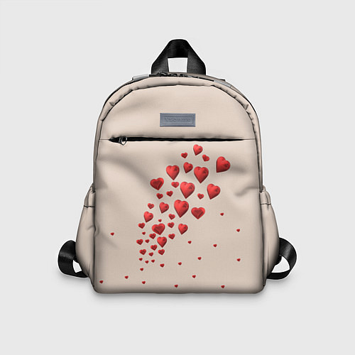 Детский рюкзак Поляна из рассыпанных алых сердечек / 3D-принт – фото 1