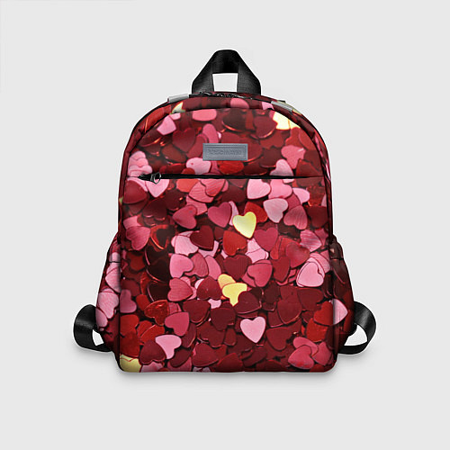Детский рюкзак Куча разноцветных сердечек / 3D-принт – фото 1