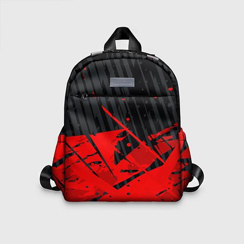 Детский рюкзак Красные брызги на черном фоне / 3D-принт – фото 1