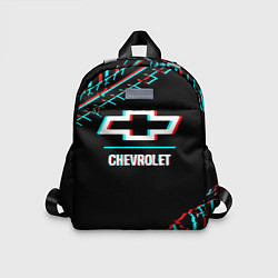 Детский рюкзак Значок Chevrolet в стиле glitch на темном фоне, цвет: 3D-принт