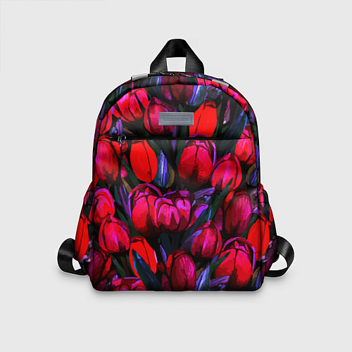 Детский рюкзак Тюльпаны - поле красных цветов / 3D-принт – фото 1