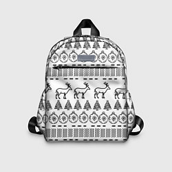Детский рюкзак Черно-белый узор с оленями, цвет: 3D-принт