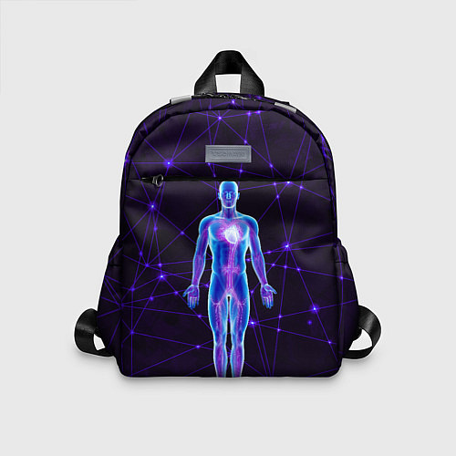 Детский рюкзак Неоновый человек в нейросети / 3D-принт – фото 1
