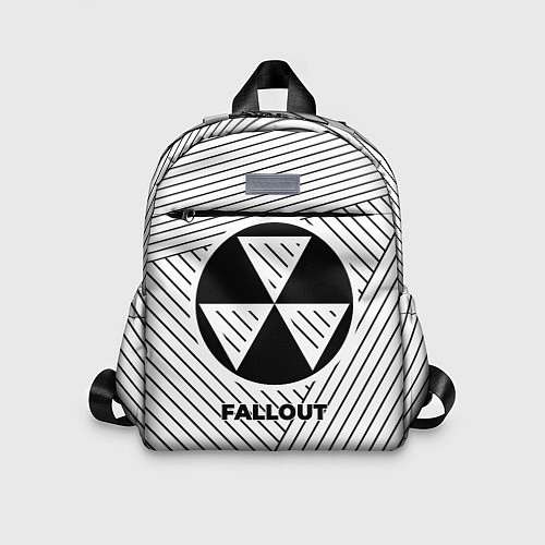 Детский рюкзак Символ Fallout на светлом фоне с полосами / 3D-принт – фото 1