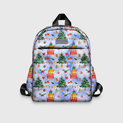 Детский рюкзак Новый год - елки и подарки / 3D-принт – фото 1