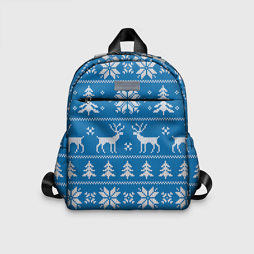 Детский рюкзак Рождественский синий свитер с оленями / 3D-принт – фото 1