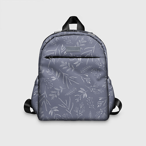 Детский рюкзак Минималистичный растительный узор на серо-голубом / 3D-принт – фото 1