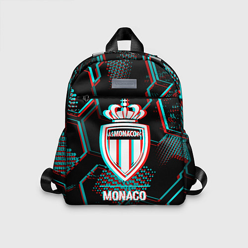 Детский рюкзак Monaco FC в стиле glitch на темном фоне / 3D-принт – фото 1