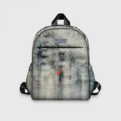 Детский рюкзак Серый туман и оранжевые краски / 3D-принт – фото 1