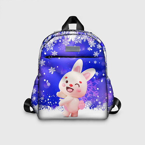 Детский рюкзак Заяц и снежинки / 3D-принт – фото 1