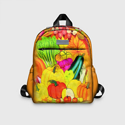 Детский рюкзак Плетеная корзина, полная фруктов и овощей, цвет: 3D-принт
