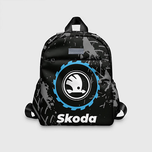 Детский рюкзак Skoda в стиле Top Gear со следами шин на фоне / 3D-принт – фото 1