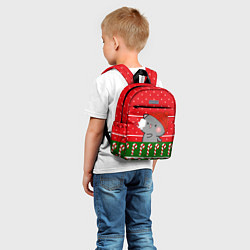 Детский рюкзак Серый котик - игра в снежки, цвет: 3D-принт — фото 2