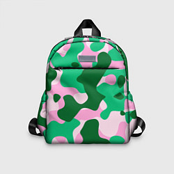 Детский рюкзак Абстрактные зелёно-розовые пятна, цвет: 3D-принт