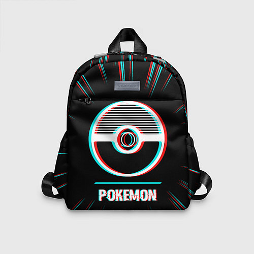 Детский рюкзак Символ Pokemon в стиле glitch на темном фоне / 3D-принт – фото 1