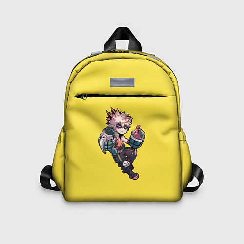 Детский рюкзак Бакуго Кацуки - желтый фон / 3D-принт – фото 1
