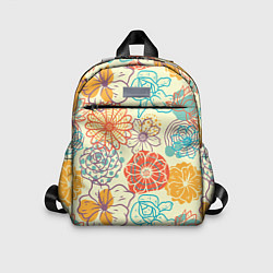 Детский рюкзак Цветы и геометрические фигуры скетч, цвет: 3D-принт