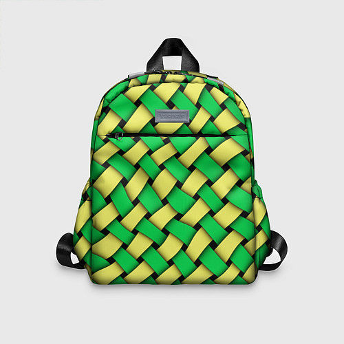 Детский рюкзак Жёлто-зелёная плетёнка - оптическая иллюзия / 3D-принт – фото 1