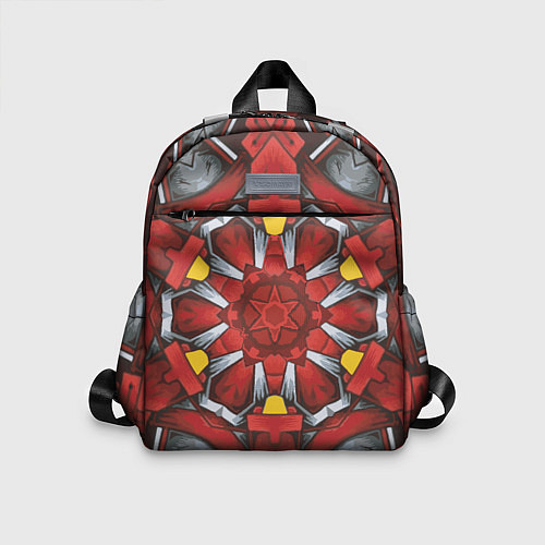 Детский рюкзак Калейдоскоп из красных узоров / 3D-принт – фото 1