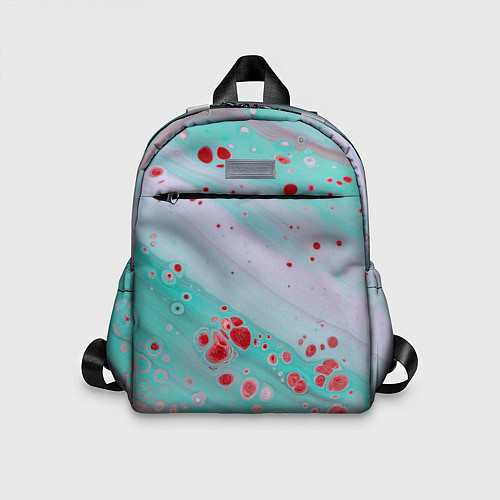Детский рюкзак Волнообразные красные и голубые краски / 3D-принт – фото 1
