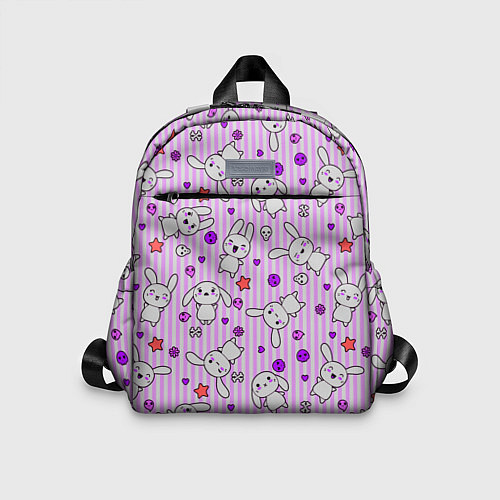 Детский рюкзак Кролики - текстура на розовом фоне / 3D-принт – фото 1