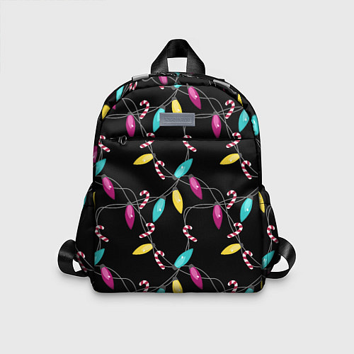 Детский рюкзак Новогодняя гирлянда черная / 3D-принт – фото 1