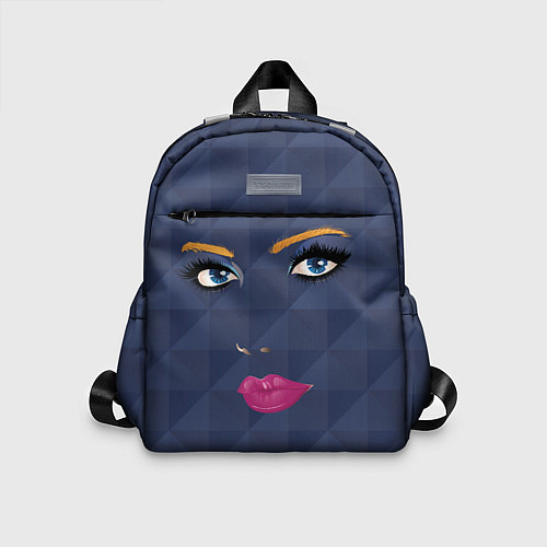 Детский рюкзак Женское лицо с голубыми глазами и розовыми губами / 3D-принт – фото 1