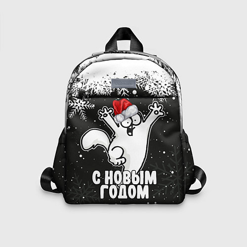 Детский рюкзак С Новым годом - кот Саймона и снежинки / 3D-принт – фото 1