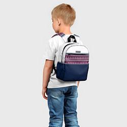 Детский рюкзак Скандинавский орнамент на синем, бордовом фоне, цвет: 3D-принт — фото 2