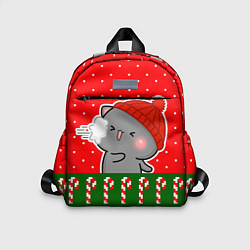 Детский рюкзак Серый котик - играет в снежки