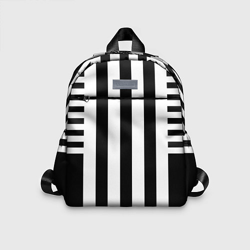 Детский рюкзак Черно белый узор в полоску / 3D-принт – фото 1