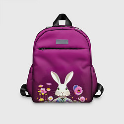 Детский рюкзак Кролик на винном фоне, цвет: 3D-принт
