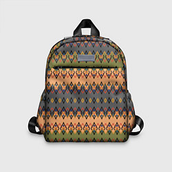 Детский рюкзак Желто-оливковый полосатый орнамент, цвет: 3D-принт