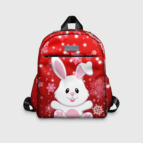 Детский рюкзак Весёлый кролик в снежинках / 3D-принт – фото 1