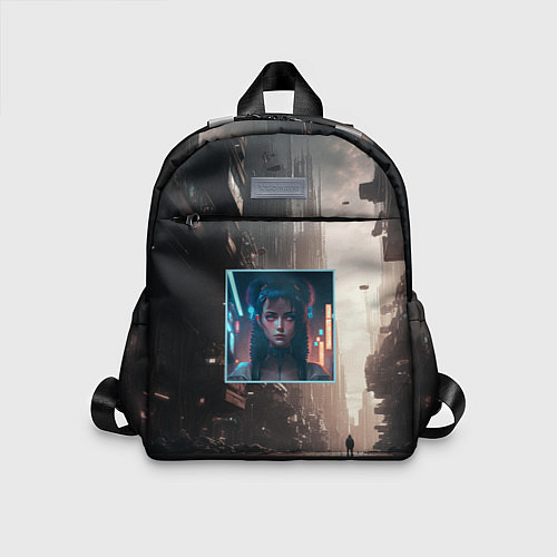 Детский рюкзак Девушка во мраке киберпанк города / 3D-принт – фото 1