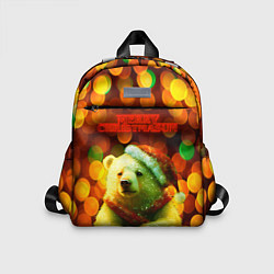 Детский рюкзак Merry Christmas белый медвежонок, цвет: 3D-принт