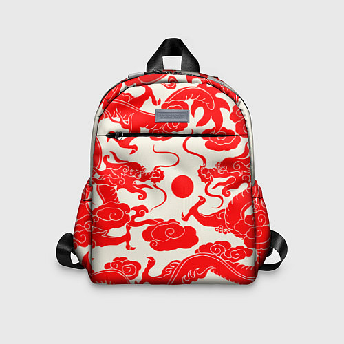 Детский рюкзак Японские красные драконы / 3D-принт – фото 1