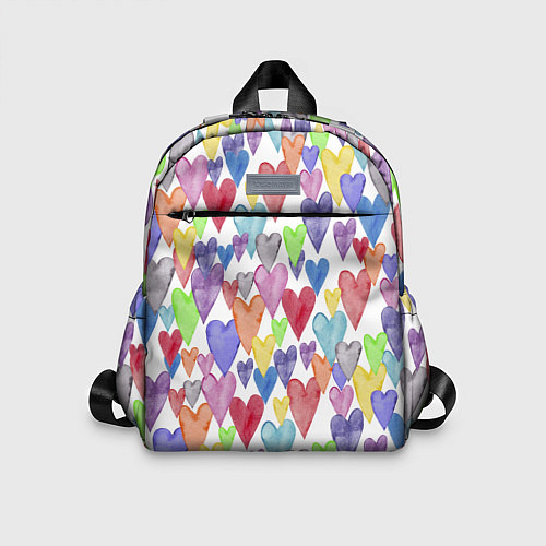 Детский рюкзак Разноцветные сердечки Калейдоскоп / 3D-принт – фото 1