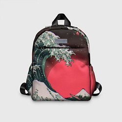 Детский рюкзак Японская волна в красном цвете, цвет: 3D-принт