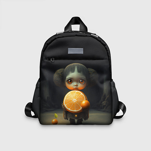 Детский рюкзак Девочка с мандарином в руках / 3D-принт – фото 1