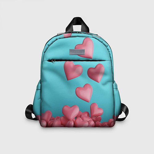 Детский рюкзак Россыпь сердец на день святого валентина / 3D-принт – фото 1