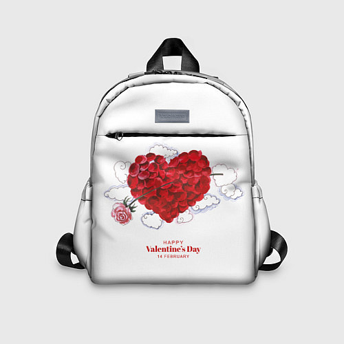 Детский рюкзак Сердце из роз на белом фоне / 3D-принт – фото 1