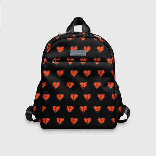 Детский рюкзак Разбитые сердца на черном фоне / 3D-принт – фото 1