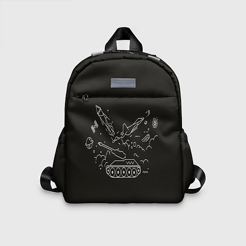 Детский рюкзак Военная техника на черном фоне / 3D-принт – фото 1