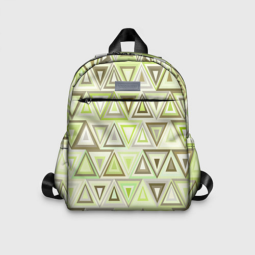 Детский рюкзак Геометрический светло-зелёный паттерн из треугольн / 3D-принт – фото 1