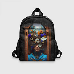 Детский рюкзак Женщина с цветами в стиле стимпанк, цвет: 3D-принт