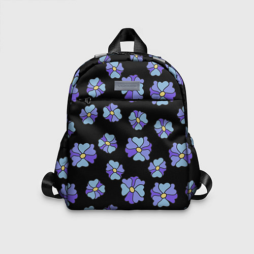 Детский рюкзак Дудл цветы на черном - паттерн / 3D-принт – фото 1