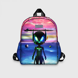Детский рюкзак Детёныш пришельца - нейросеть - неон, цвет: 3D-принт